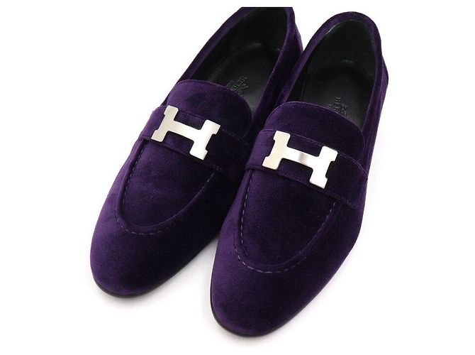 Hermès Mocassini da donna Violet Ponse Velvet Paris Porpora - vista 5