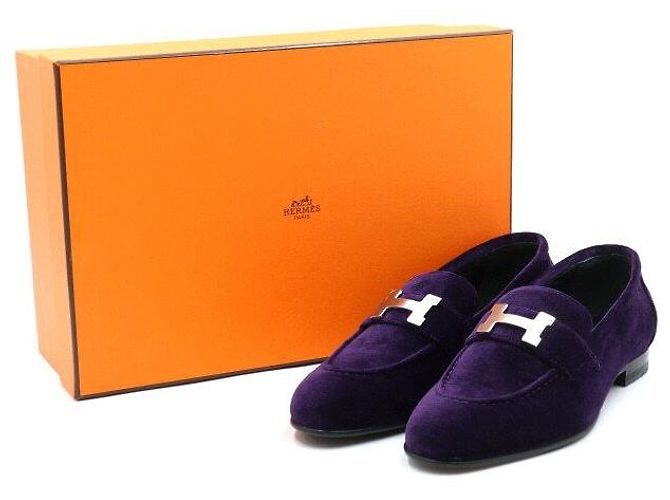 Hermès Mocassini da donna Violet Ponse Velvet Paris Porpora - vista 7