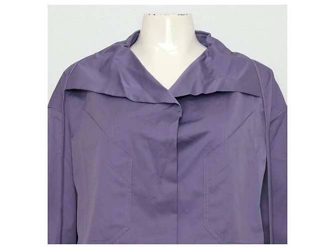 Hermès Camisa feminina de algodão com gola drapeada Roxo - vista 2