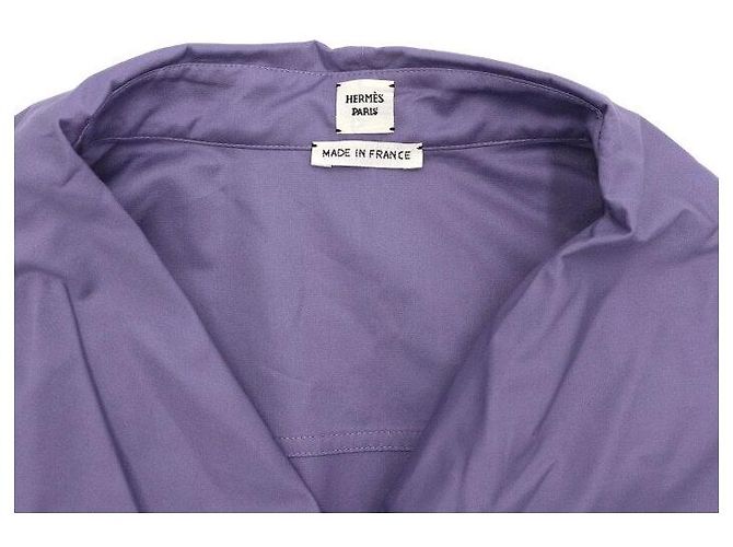 Hermès Camisa feminina de algodão com gola drapeada Roxo - vista 5