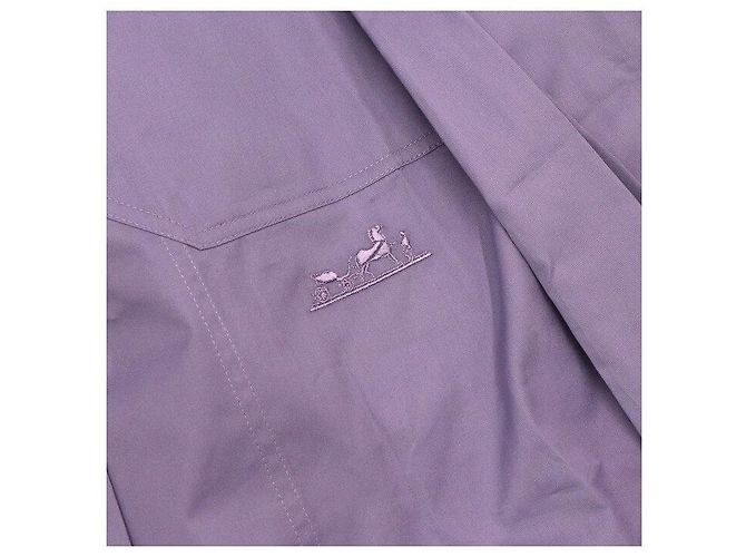 Hermès Camisa feminina de algodão com gola drapeada Roxo - vista 6