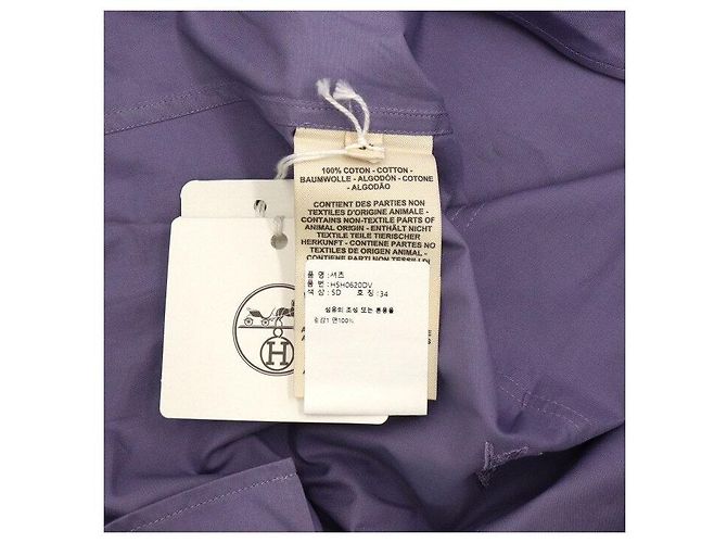 Hermès Camisa feminina de algodão com gola drapeada Roxo - vista 7