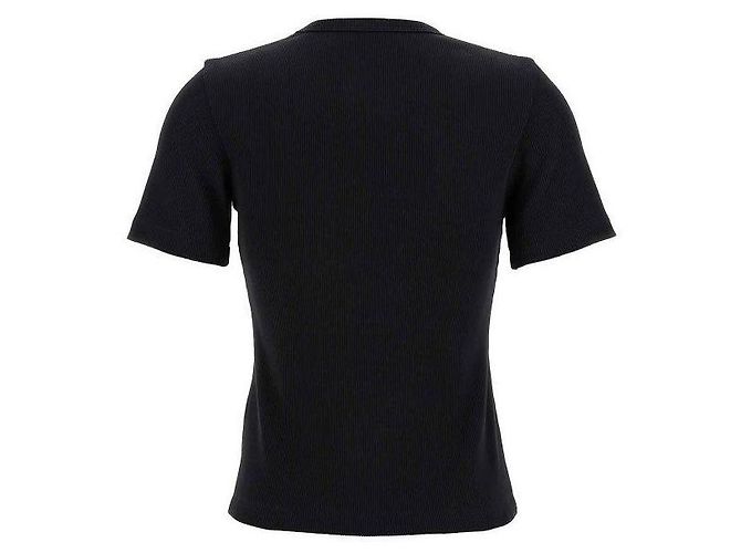 Tory Burch BAUMWOLL-RIPP-T-SHIRT MIT LOGO Schwarz - Ansicht 5