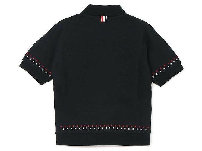 Thom Browne Polo em algodão Milano com bordado de estrela e floco de neve Preto - vista 5