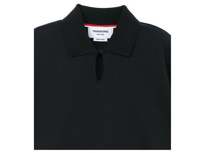 Thom Browne Polo em algodão Milano com bordado de estrela e floco de neve Preto - vista 6