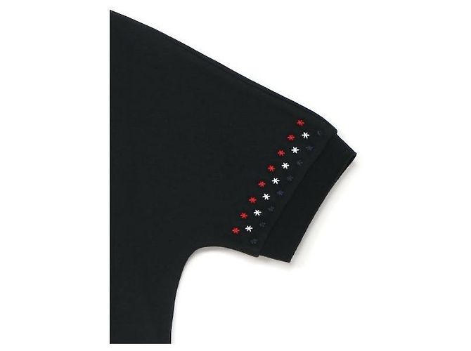 Thom Browne Polo em algodão Milano com bordado de estrela e floco de neve Preto - vista 7