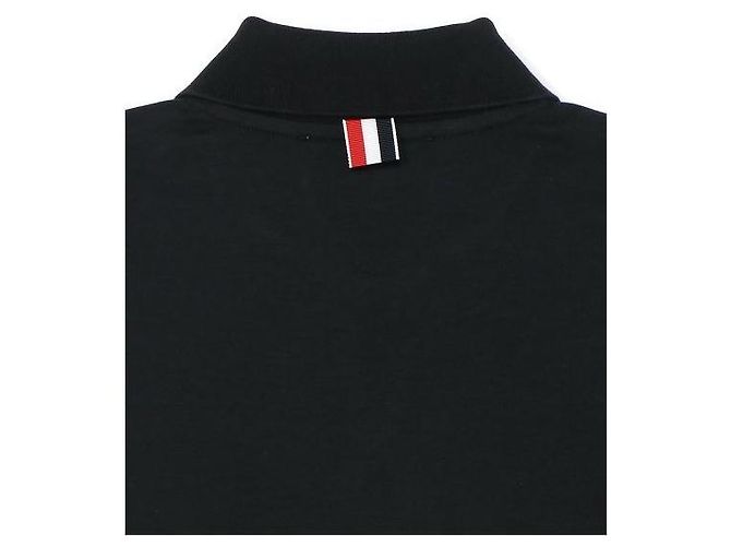 Thom Browne Polo em algodão Milano com bordado de estrela e floco de neve Preto - vista 9