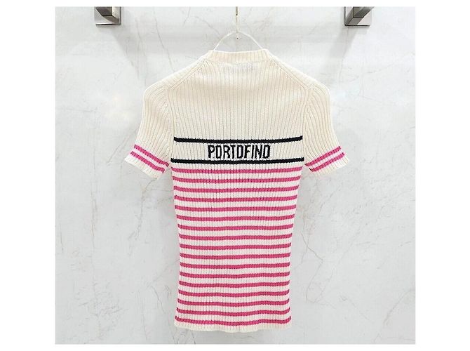 Dior Riviera Stripe Strickoberteil mit kurzen Ärmeln - Ansicht 2