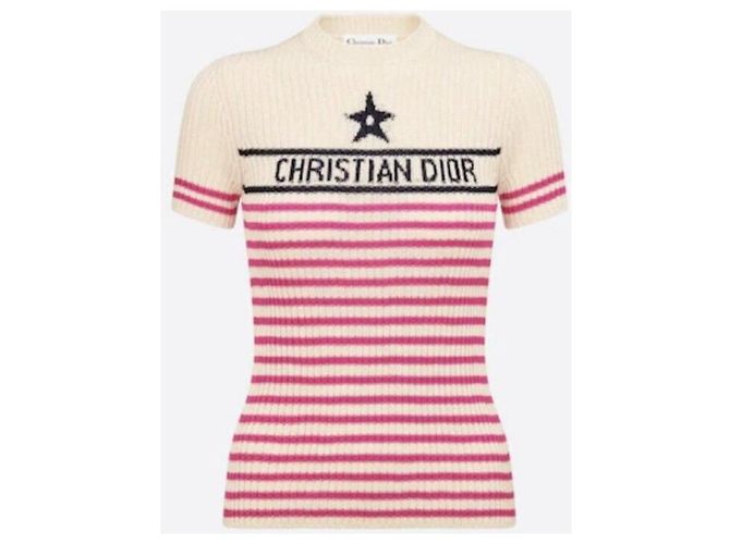 Dior Riviera Stripe Strickoberteil mit kurzen Ärmeln - Ansicht 6