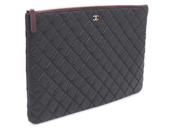 Chanel Clutch Classic Large in Caviar nero con CC argento - vista 2