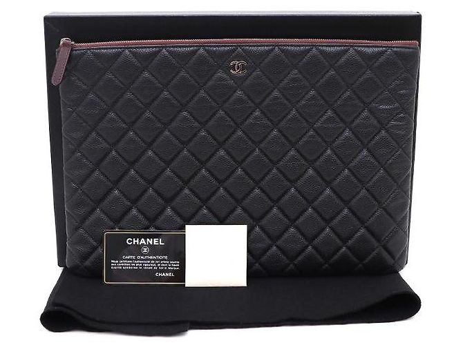 Chanel Clutch Classic Large in Caviar nero con CC argento - vista 7