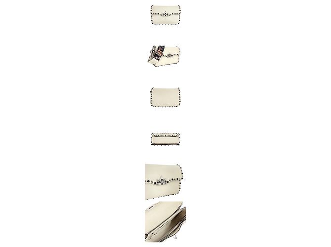 Valentino Borsa crossbody Rockstud Rolling Guitar Strap Ivory Bianco - vista 2