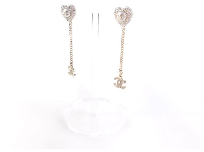 Chanel Orecchini a goccia CC Heart CC Crystal Bianco - vista 2