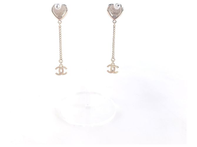 Chanel Orecchini a goccia CC Heart CC Crystal Bianco - vista 4