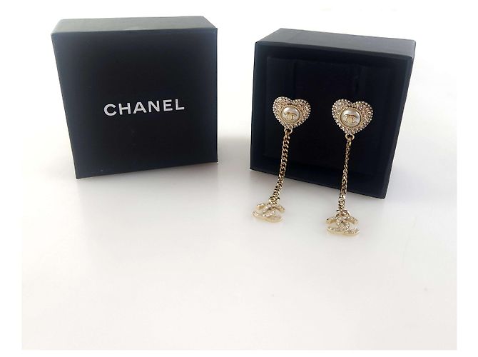 Chanel Orecchini a goccia CC Heart CC Crystal Bianco - vista 5