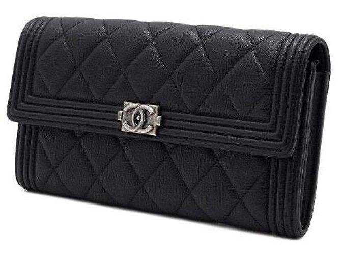 Chanel Caviar Boy Black Long Flap Wallet Schwarz - Ansicht 3