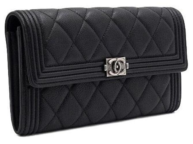 Chanel Caviar Boy Black Long Flap Wallet Schwarz - Ansicht 4