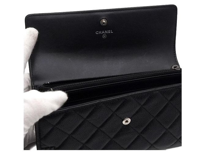 Chanel Caviar Boy Black Long Flap Wallet Schwarz - Ansicht 7