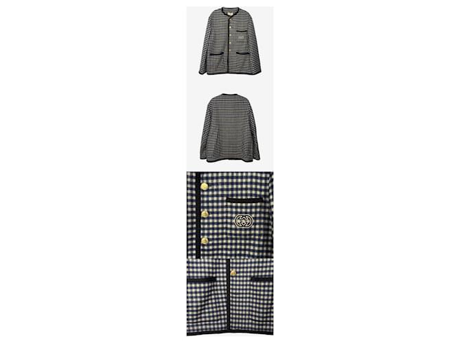 Gucci Interlocking Wool Gingham Jacket Blue - view 2