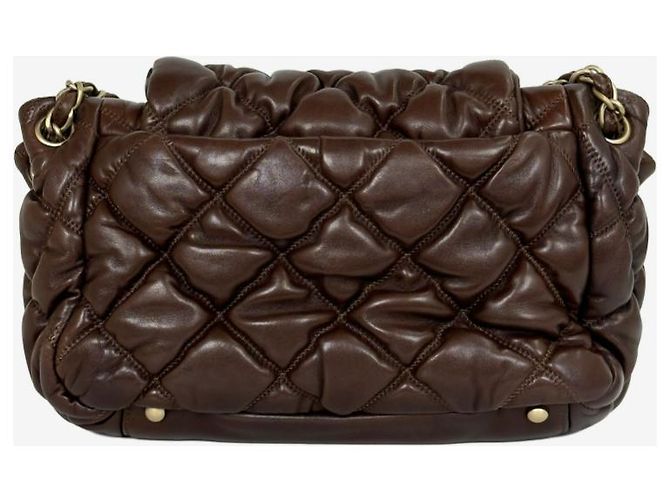 Chanel Bolsa de ombro com aba acordeão acolchoada Bubble Castanho escuro Marrom - vista 4