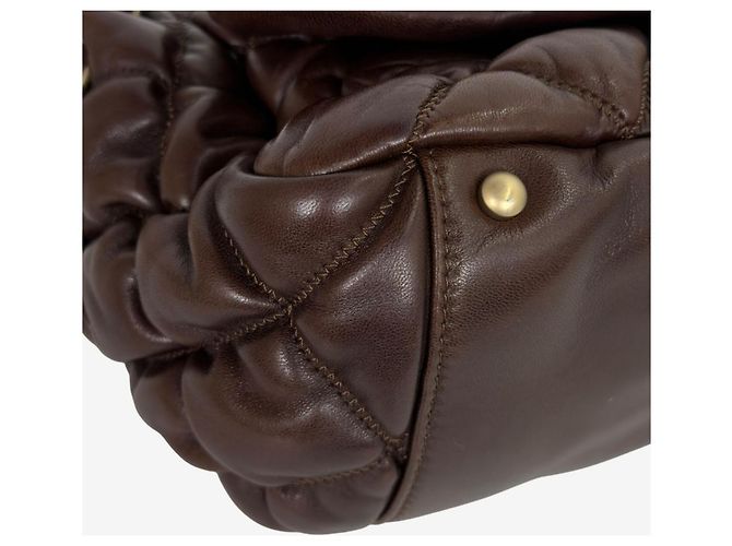 Chanel Bolsa de ombro com aba acordeão acolchoada Bubble Castanho escuro Marrom - vista 7