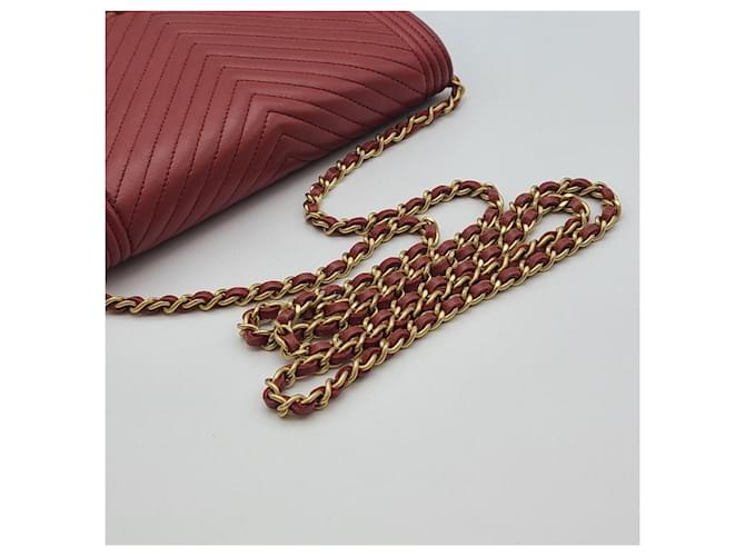 Chanel Borsa a tracolla Chevron WOC Rossa Rosso - vista 10