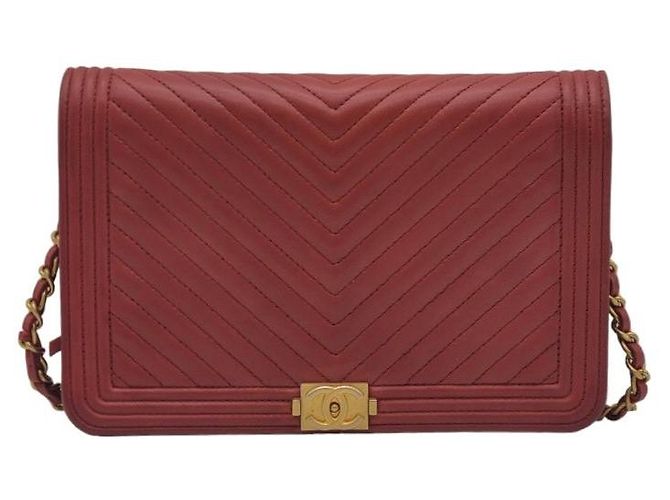 Chanel Borsa a tracolla Chevron WOC Rossa Rosso - vista 5