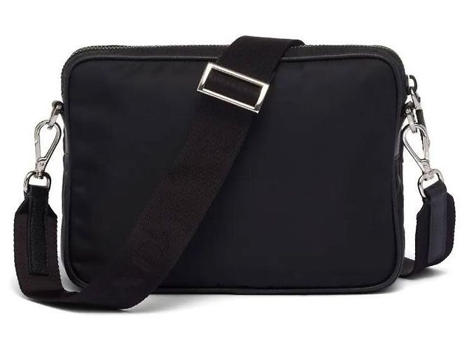 Prada Borsa a tracolla in nylon e pelle Saffiano Nero - vista 3