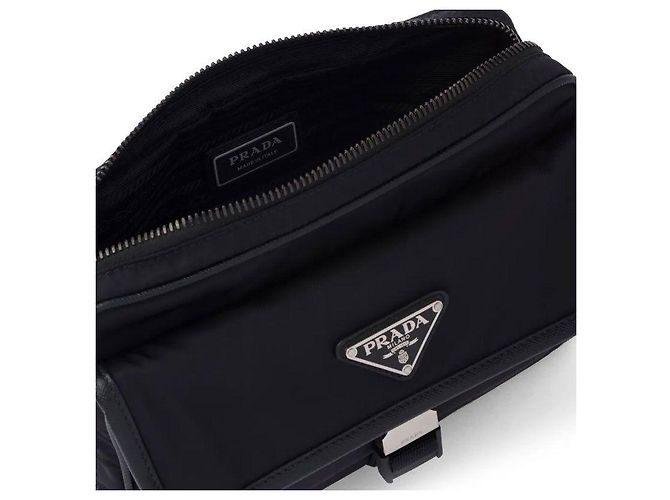 Prada Borsa a tracolla in nylon e pelle Saffiano Nero - vista 5