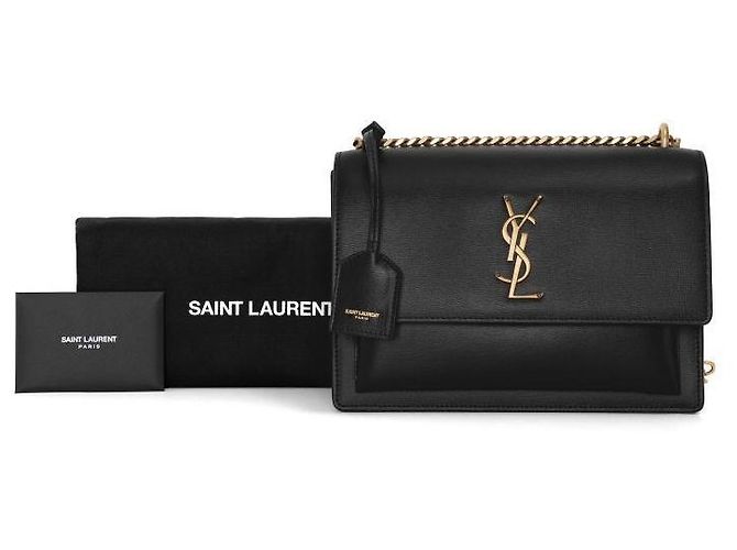 Saint Laurent Borsa a spalla media Monogram Sunset Gold Nera Nero - vista 10