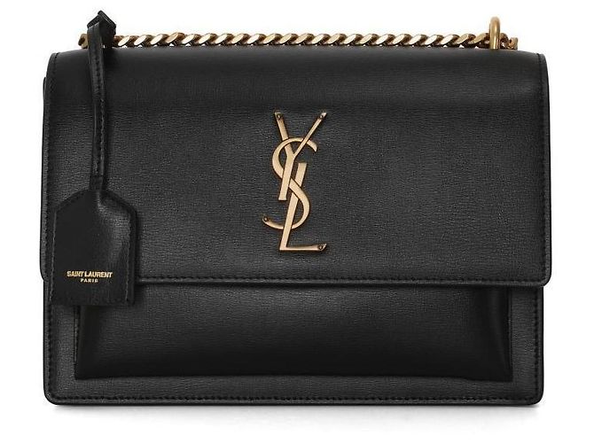 Saint Laurent Borsa a spalla media Monogram Sunset Gold Nera Nero - vista 3