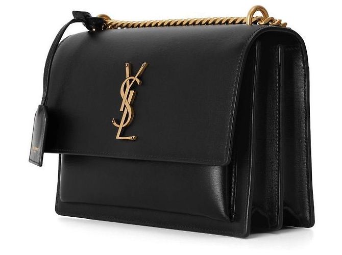 Saint Laurent Borsa a spalla media Monogram Sunset Gold Nera Nero - vista 6