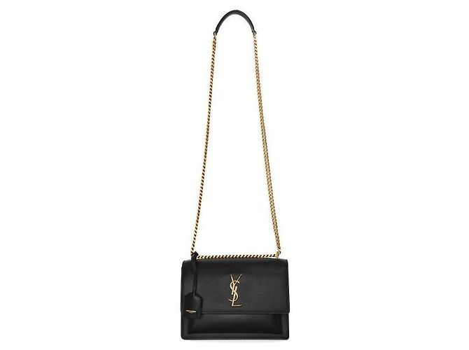 Saint Laurent Borsa a spalla media Monogram Sunset Gold Nera Nero - vista 8
