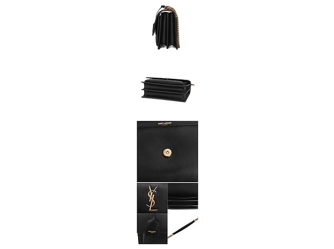 Saint Laurent Borsa a spalla media Monogram Sunset Gold Nera Nero - vista 9