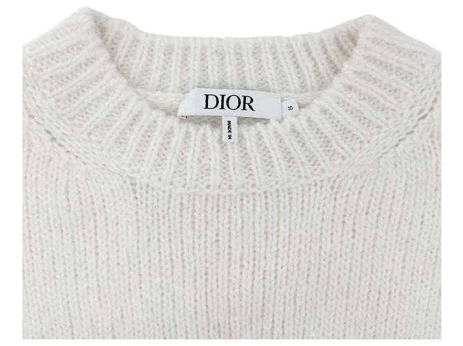Dior Alpaka-Wollstrick mit Pailletten-Logo für Damen und Kinder - Ivory Weiß - Ansicht 10