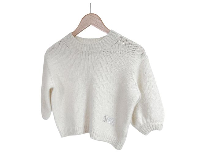 Dior Alpaka-Wollstrick mit Pailletten-Logo für Damen und Kinder - Ivory Weiß - Ansicht 2