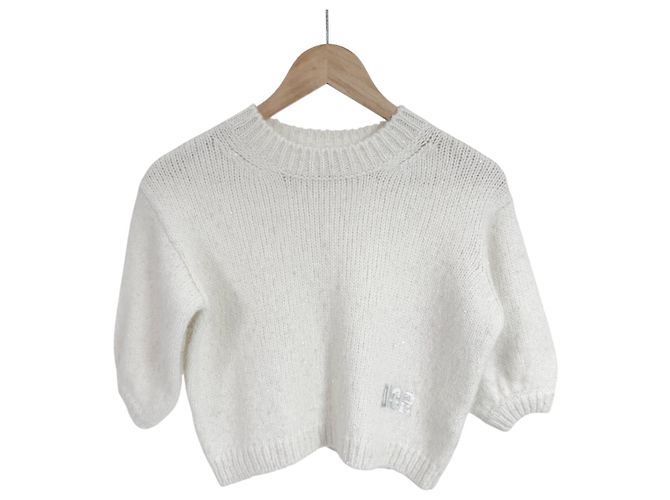 Dior Alpaka-Wollstrick mit Pailletten-Logo für Damen und Kinder - Ivory Weiß - Ansicht 4