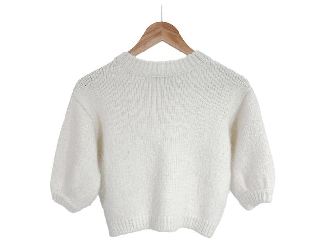 Dior Alpaka-Wollstrick mit Pailletten-Logo für Damen und Kinder - Ivory Weiß - Ansicht 5