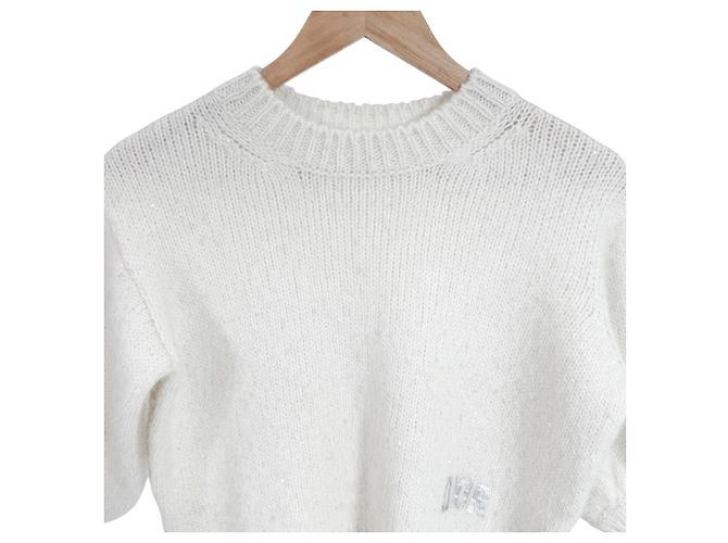 Dior Alpaka-Wollstrick mit Pailletten-Logo für Damen und Kinder - Ivory Weiß - Ansicht 6