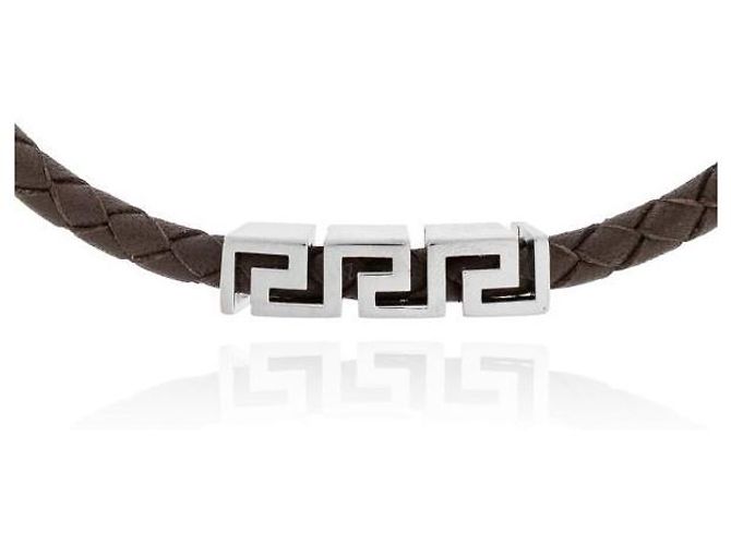 Versace Greca Leather Bracelet Brown - view 5