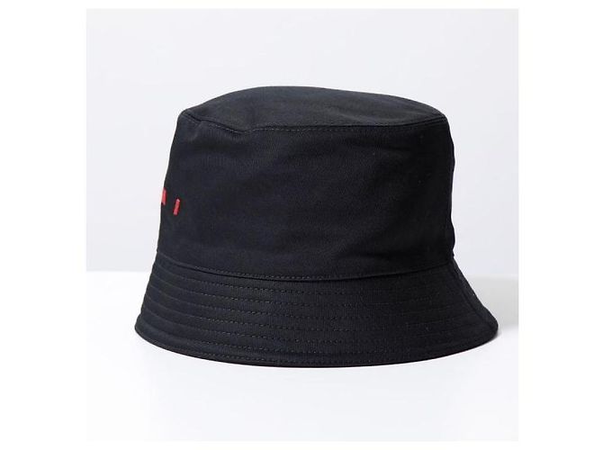 Marni Bucket Hat aus schwarzem Gabardine mit besticktem Logo - Ansicht 5