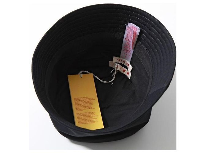 Marni Bucket Hat aus schwarzem Gabardine mit besticktem Logo - Ansicht 7