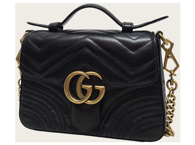 Gucci Mini borsa GG Marmont Matelassé nera con manico superiore Nero - vista 2