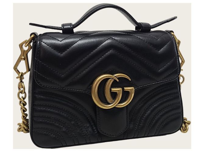 Gucci Mini borsa GG Marmont Matelassé nera con manico superiore Nero - vista 3