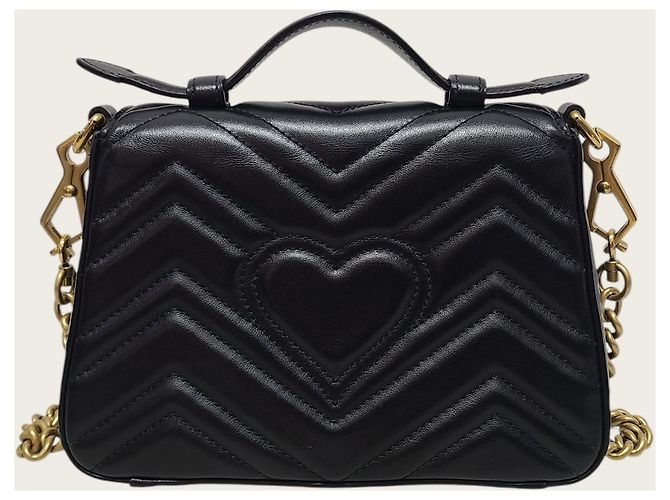 Gucci Mini borsa GG Marmont Matelassé nera con manico superiore Nero - vista 5