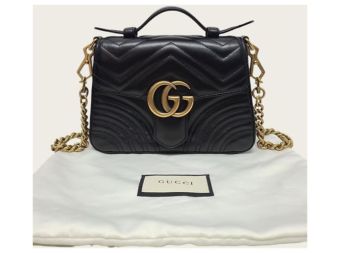 Gucci Mini borsa GG Marmont Matelassé nera con manico superiore Nero - vista 7