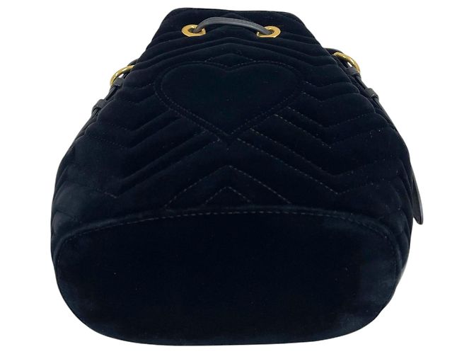 Gucci Borsa a secchiello GG Marmont in velluto Borsa Tote Borsa a tracolla Nero - vista 7