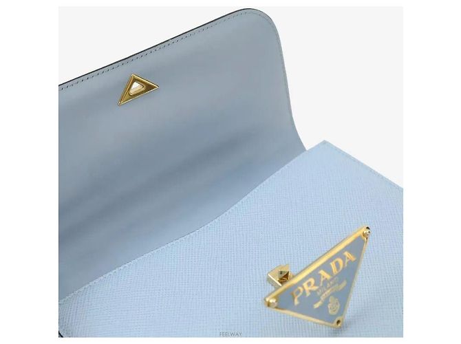 Prada Borsa a tracolla in pelle Saffiano Blu - vista 5
