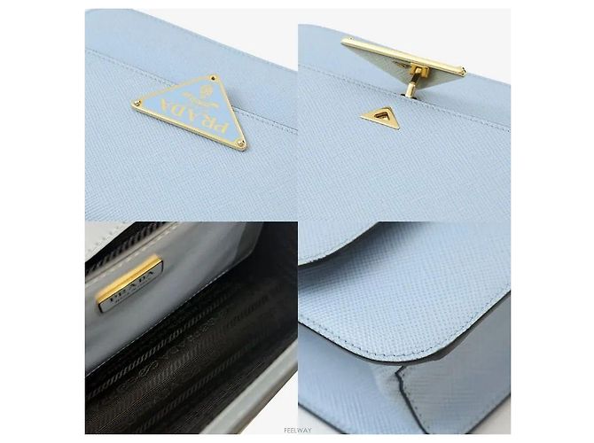 Prada Borsa a tracolla in pelle Saffiano Blu - vista 7