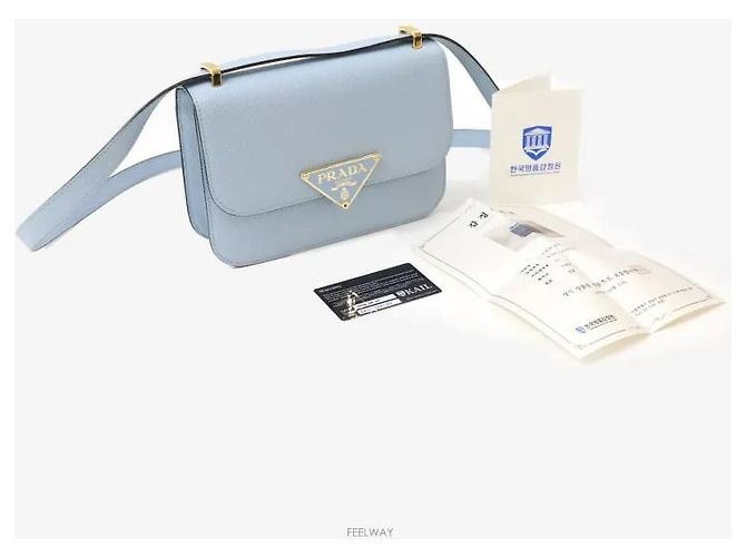 Prada Borsa a tracolla in pelle Saffiano Blu - vista 8